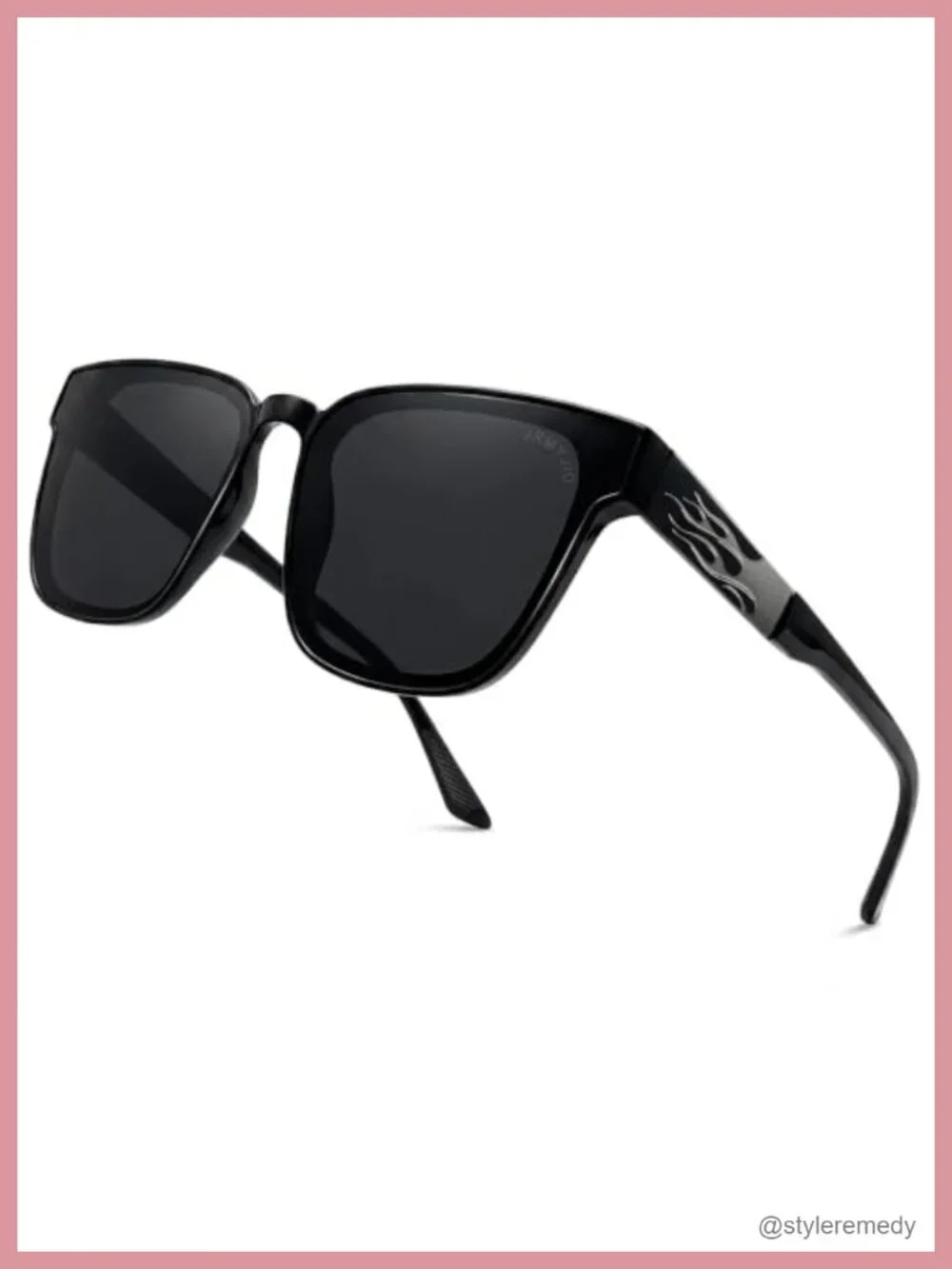 Square Polarized Sunglasses UV400 Flame Detail TR90 Frame